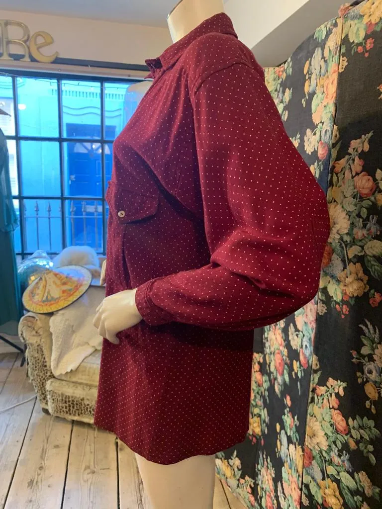 1980s Burgundy Brushed Cotton Shirt by Betty Jackson for Quorum