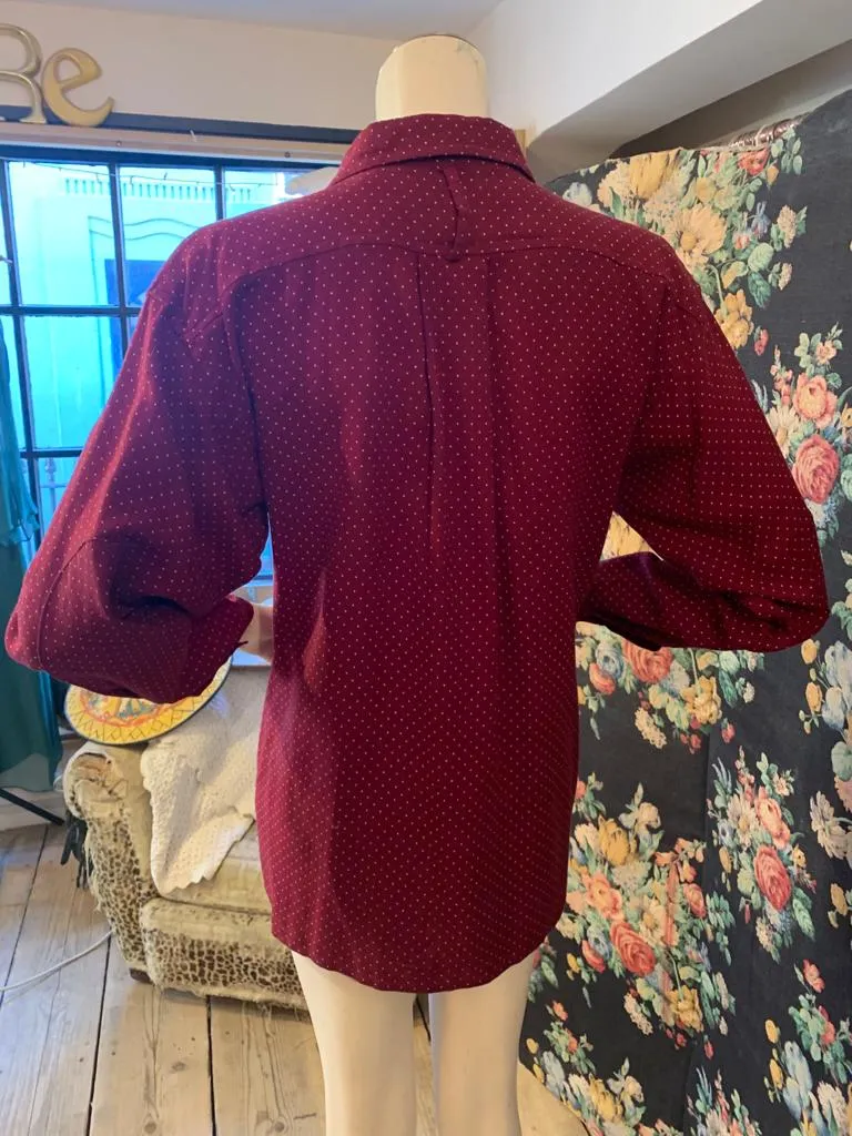 1980s Burgundy Brushed Cotton Shirt by Betty Jackson for Quorum