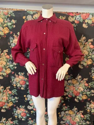 1980s Burgundy Brushed Cotton Shirt by Betty Jackson for Quorum