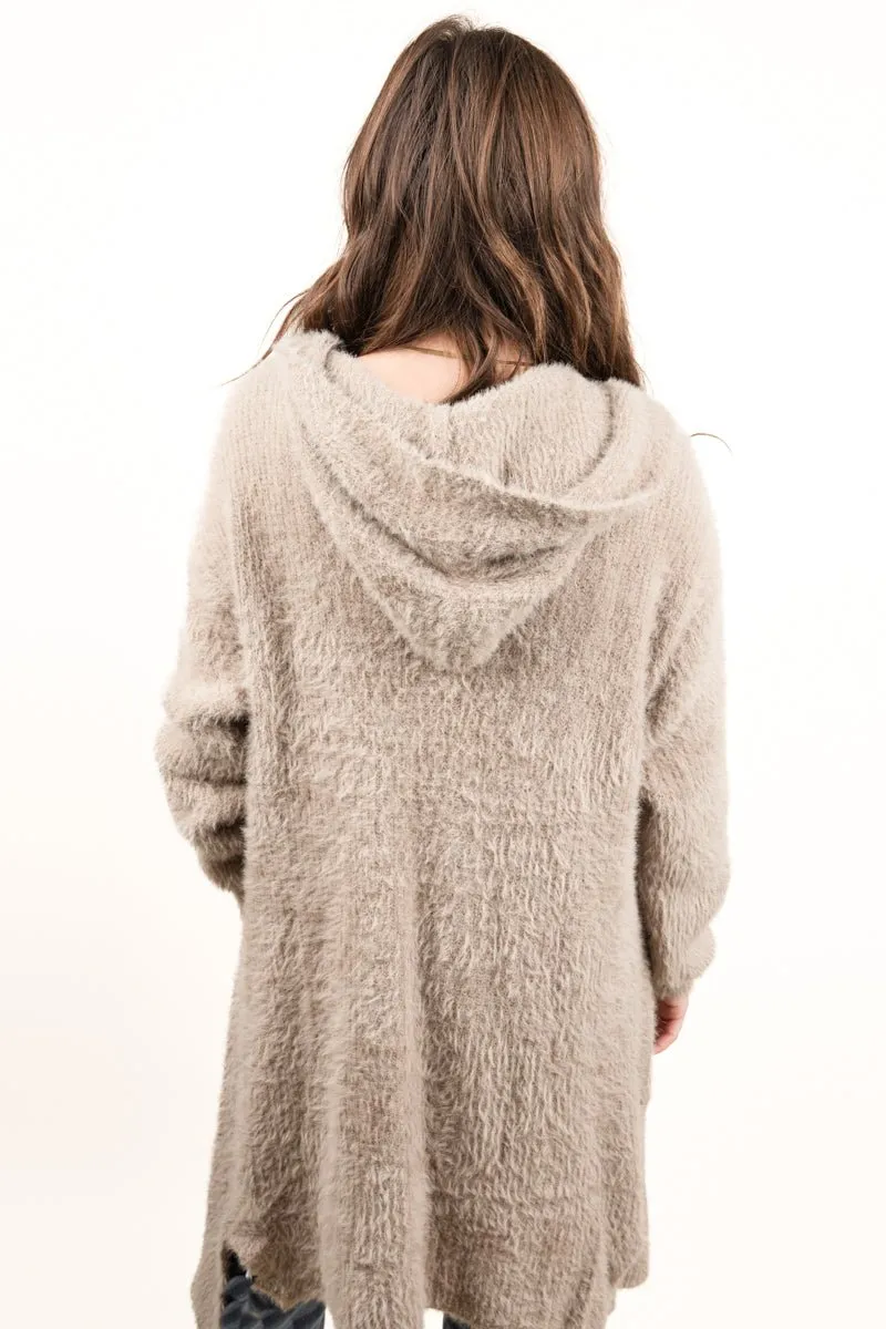 25% OFF! Be Clever Curl Up and Get Cozy Hooded Cardigan, Taupe
