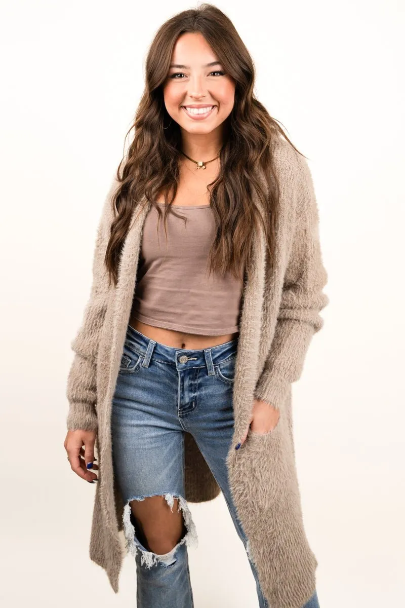 25% OFF! Be Clever Curl Up and Get Cozy Hooded Cardigan, Taupe