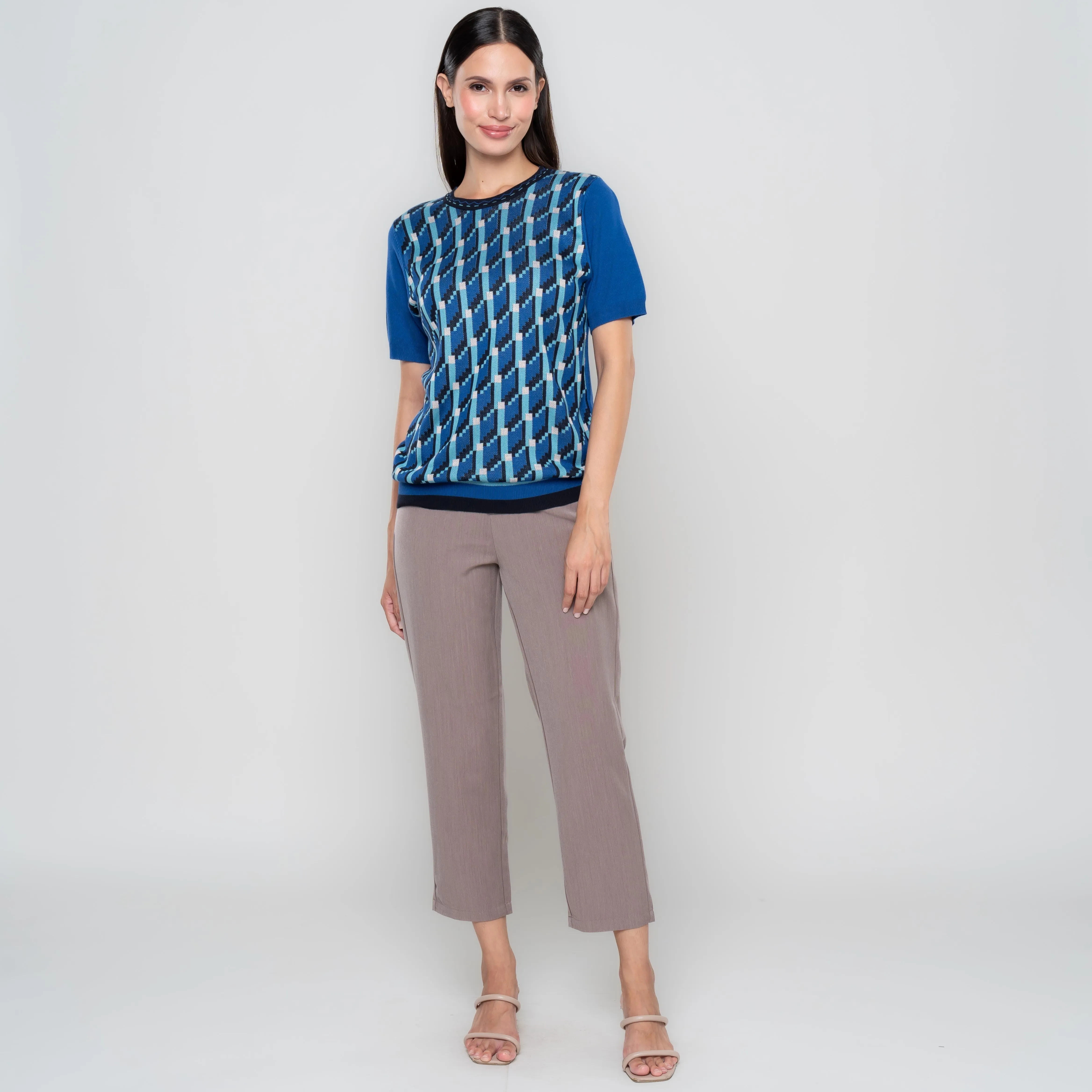 Abigail Geometric Pattern Knit Top