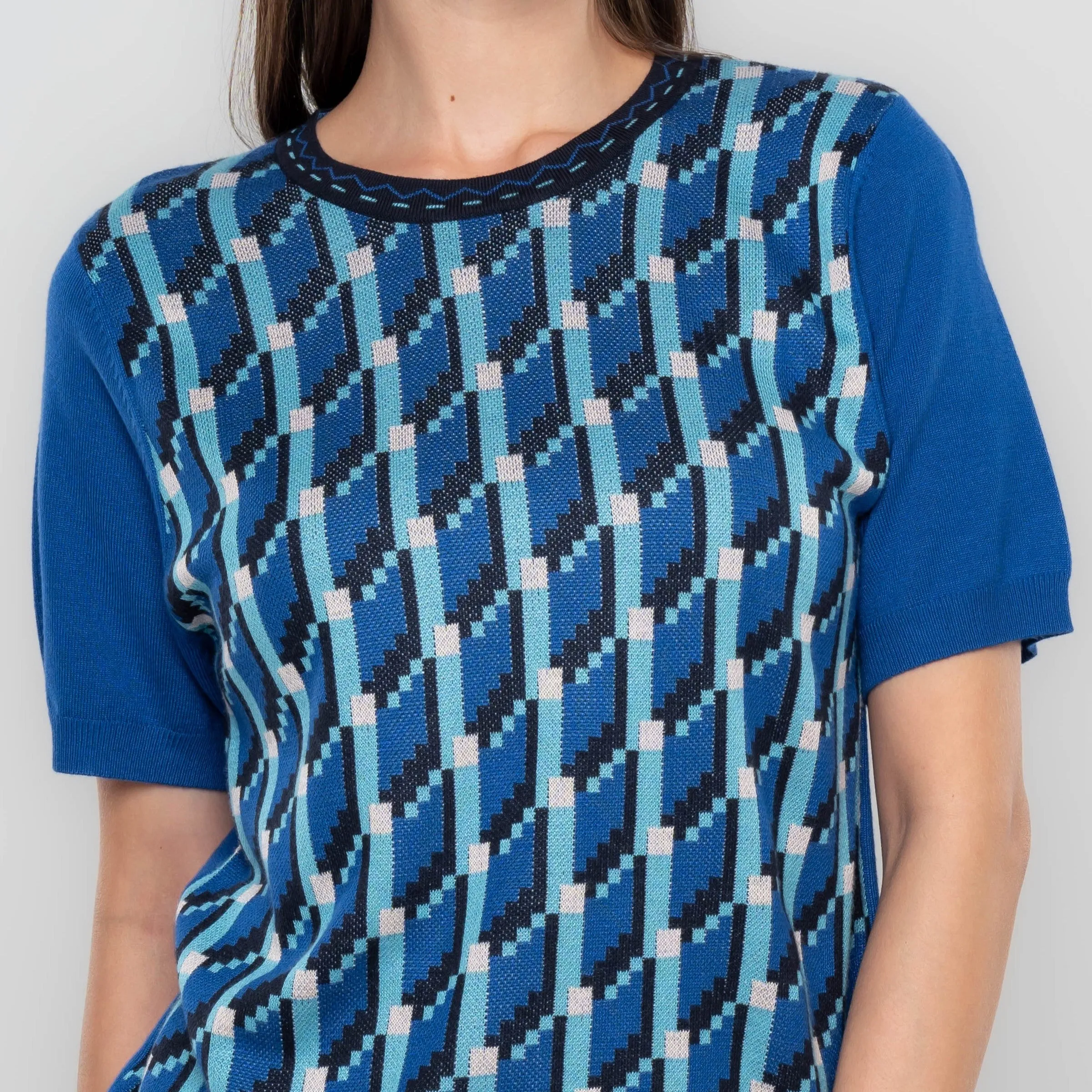 Abigail Geometric Pattern Knit Top