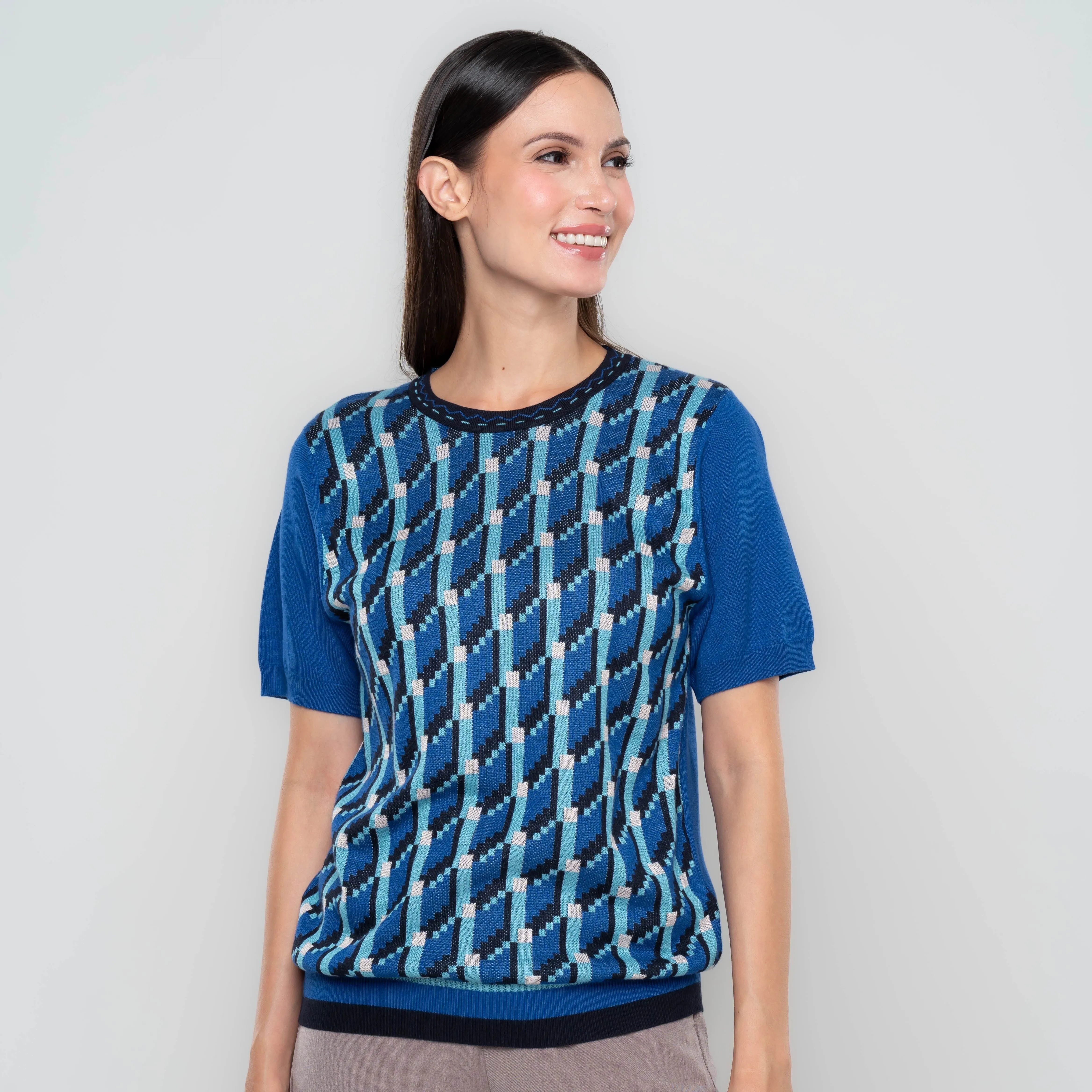 Abigail Geometric Pattern Knit Top