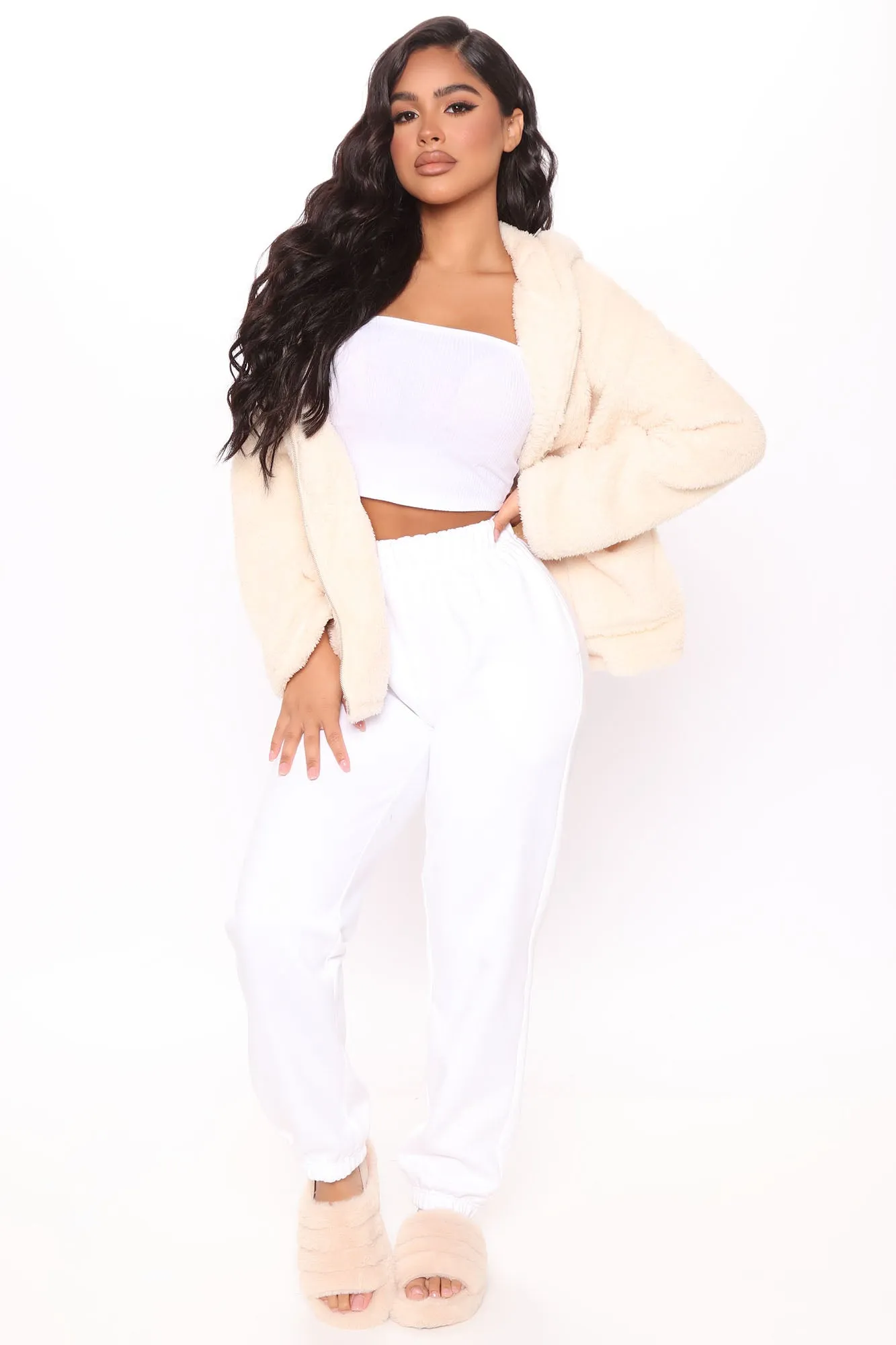All Warm And Fuzzy Hooded Jacket - Cream