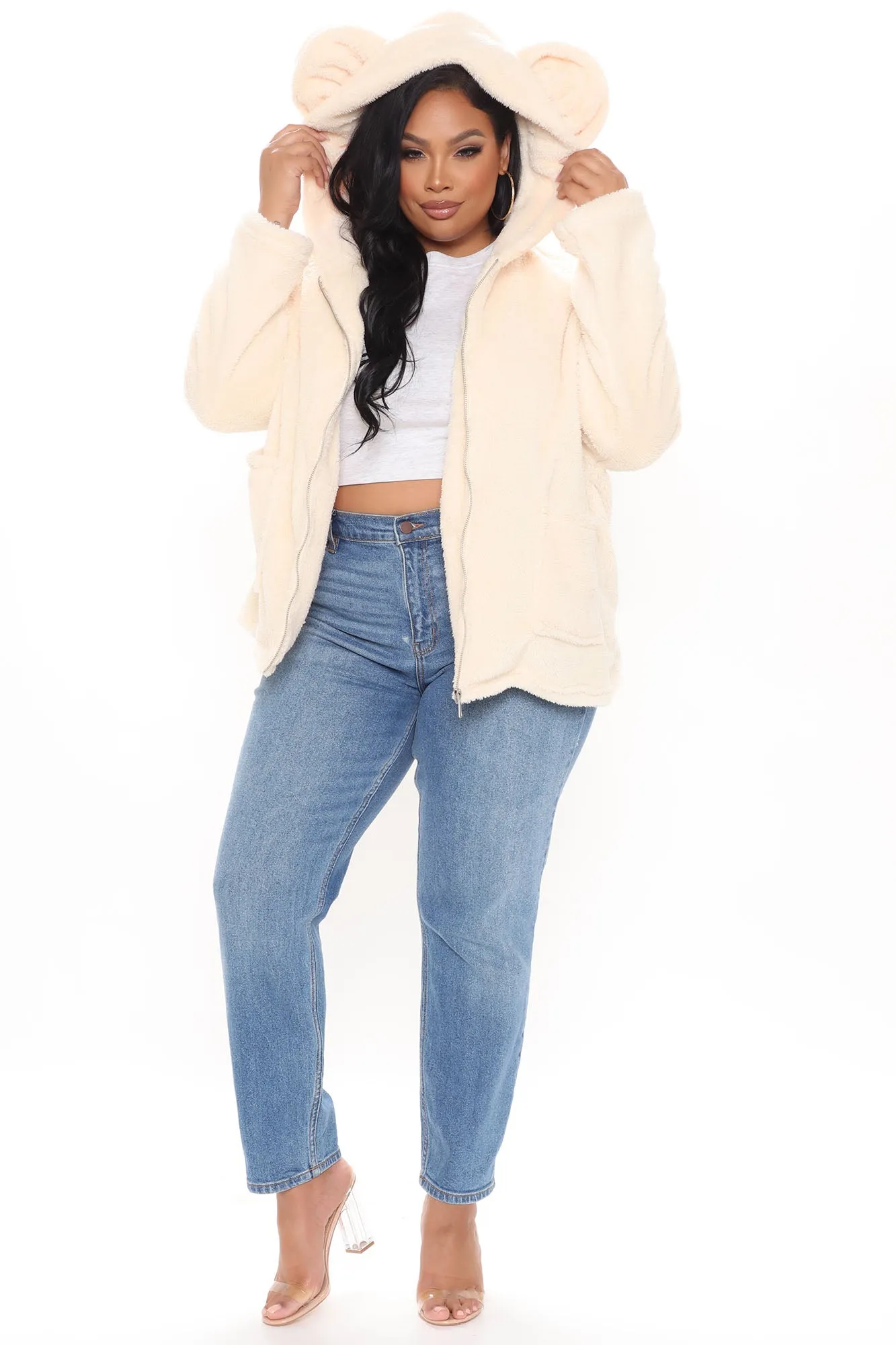 All Warm And Fuzzy Hooded Jacket - Cream