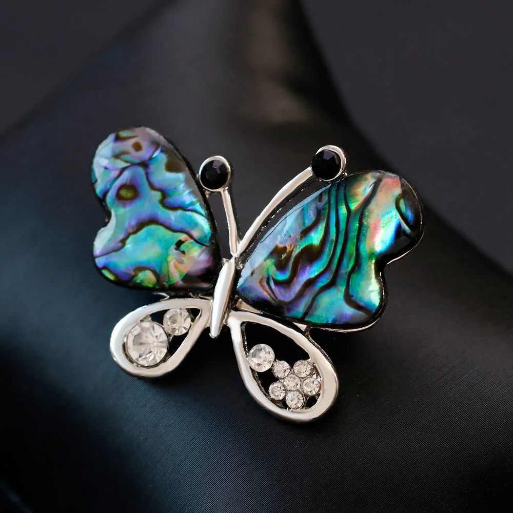 Alloy natural shell butterfly brooch, fashionable accessory, perfect gift for women