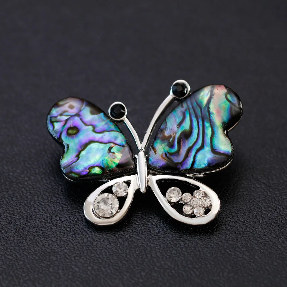 Alloy natural shell butterfly brooch, fashionable accessory, perfect gift for women