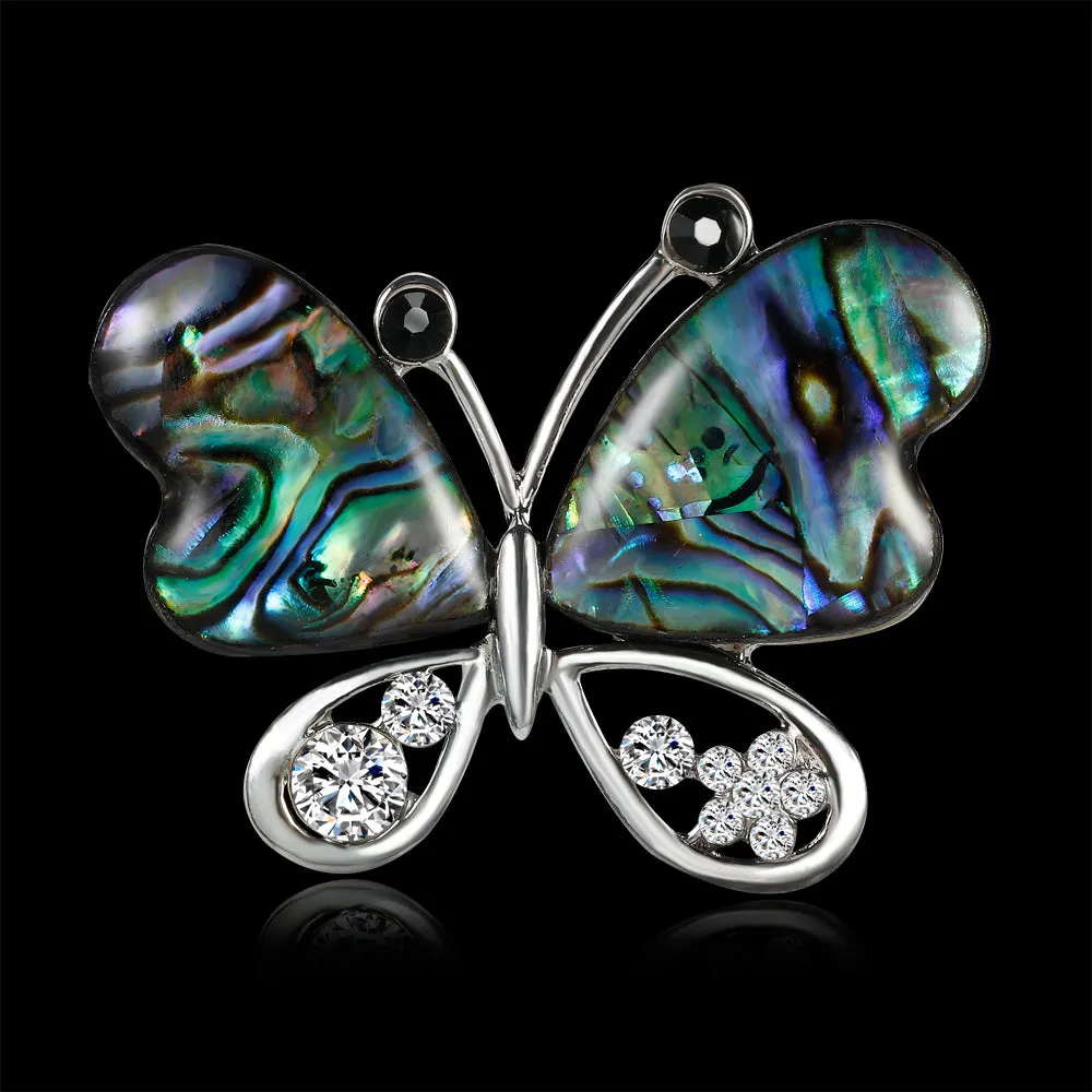 Alloy natural shell butterfly brooch, fashionable accessory, perfect gift for women