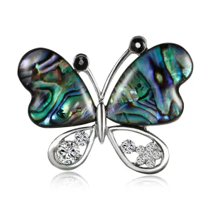 Alloy natural shell butterfly brooch, fashionable accessory, perfect gift for women
