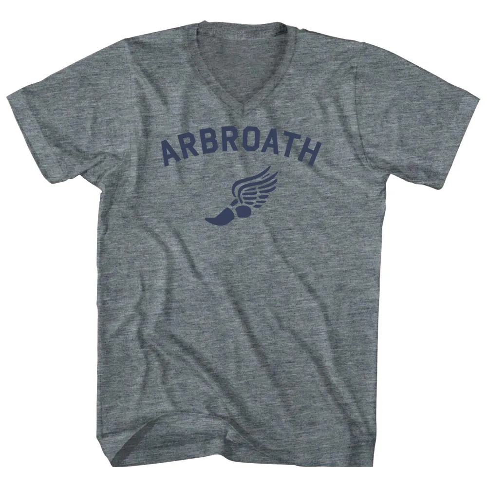 Arbroath Running Track Winged Foot Adult Tri-Blend V-neck T-shirt