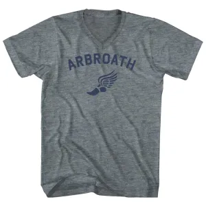 Arbroath Running Track Winged Foot Adult Tri-Blend V-neck T-shirt