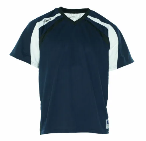 Asics Men's Crosse Short Sleeve Jersey Navy Blue Black Size Large