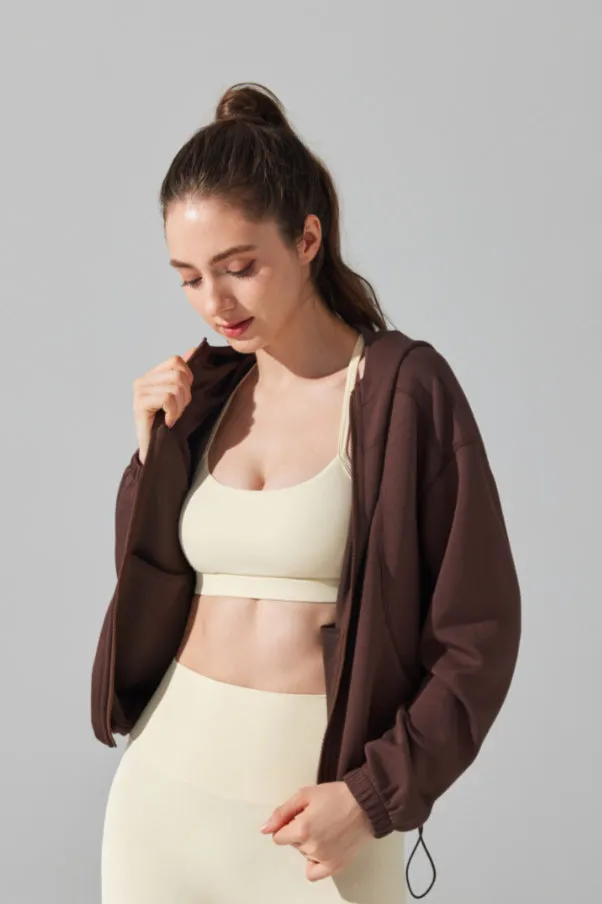 Athletic Casual Cropped Hoodie Jacket