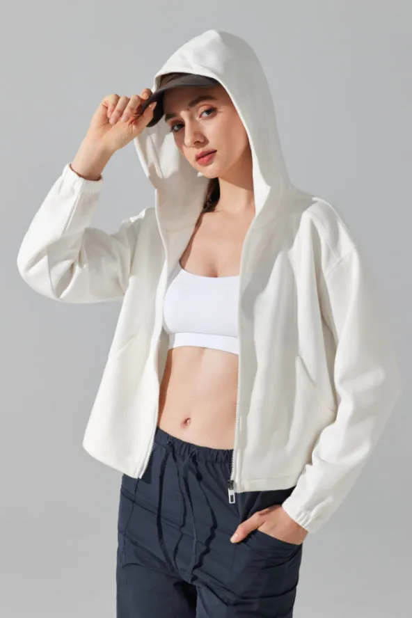 Athletic Casual Cropped Hoodie Jacket