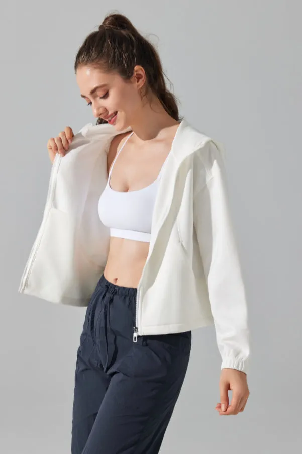 Athletic Casual Cropped Hoodie Jacket