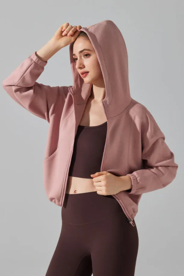 Athletic Casual Cropped Hoodie Jacket