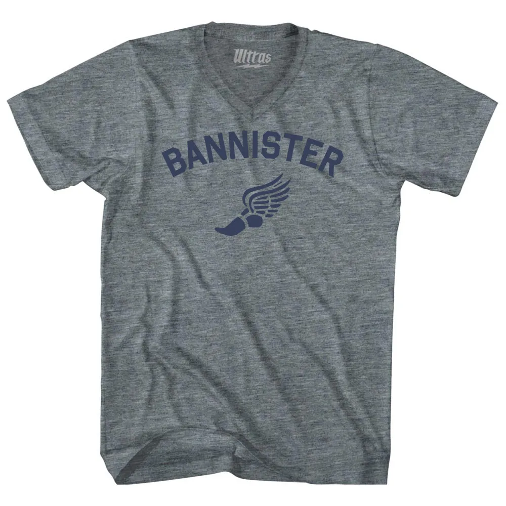 Bannister Track Running Winged Foot Tri-Blend V-neck Womens Junior Cut T-shirt