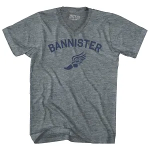 Bannister Track Running Winged Foot Tri-Blend V-neck Womens Junior Cut T-shirt