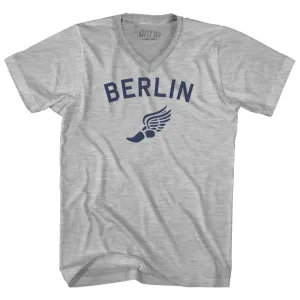 Berlin Running Track Winged Foot Adult Cotton V-neck T-shirt