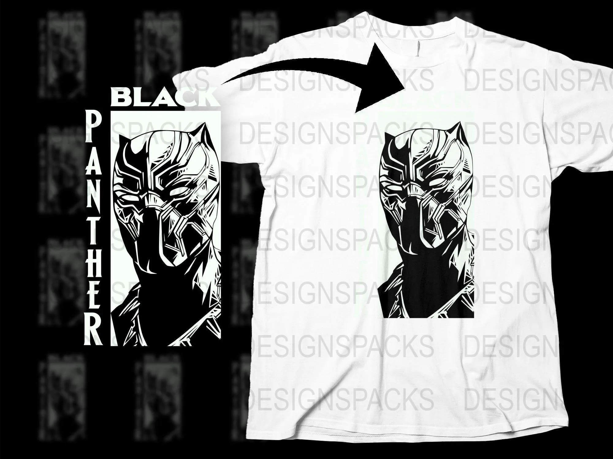 Black Panther Graphic Design Casual Png Digital Download