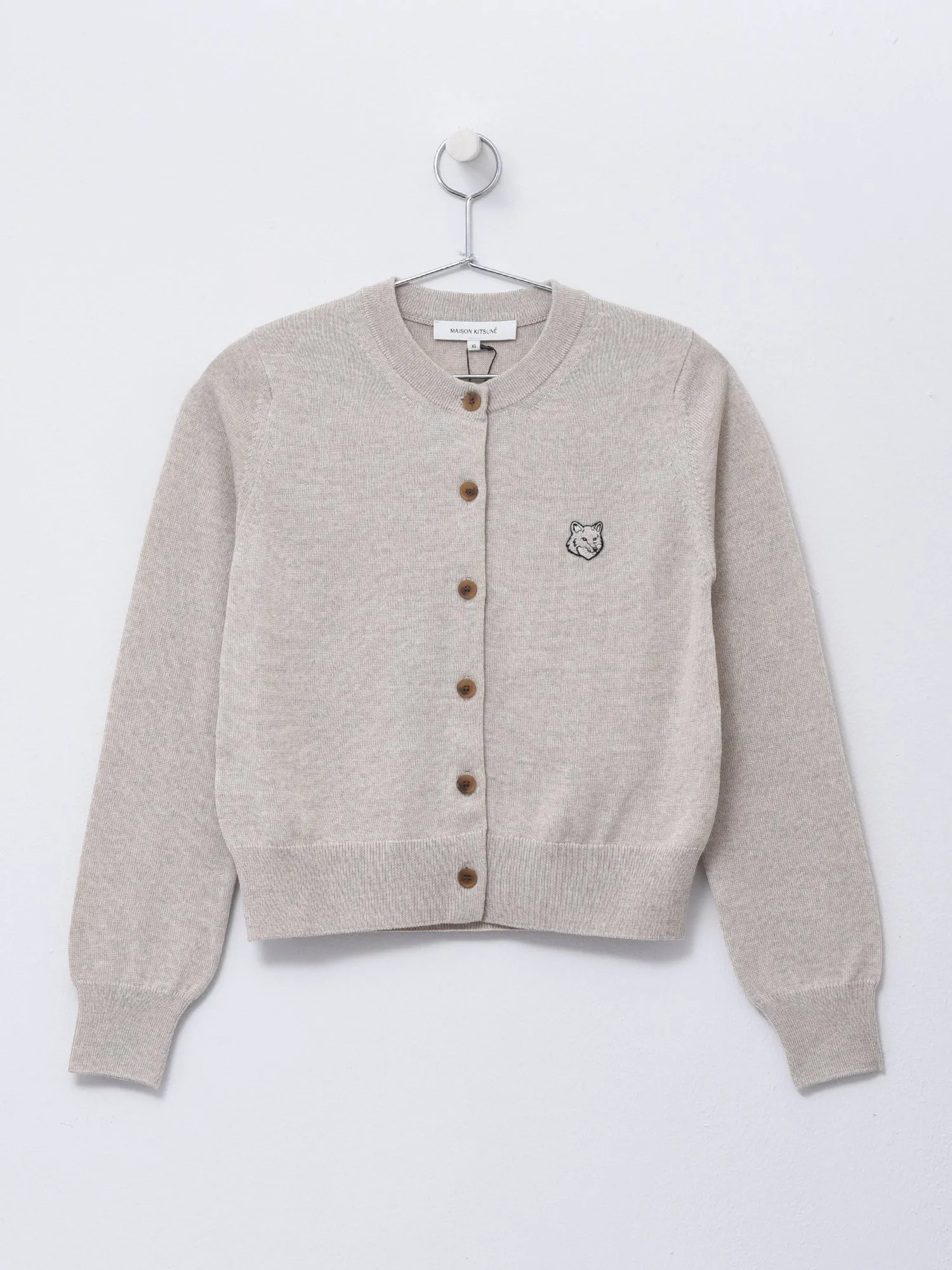 BOLD FOX HEAD PATCH REGULAR CARDIGAN_LIGHT BEIGE M