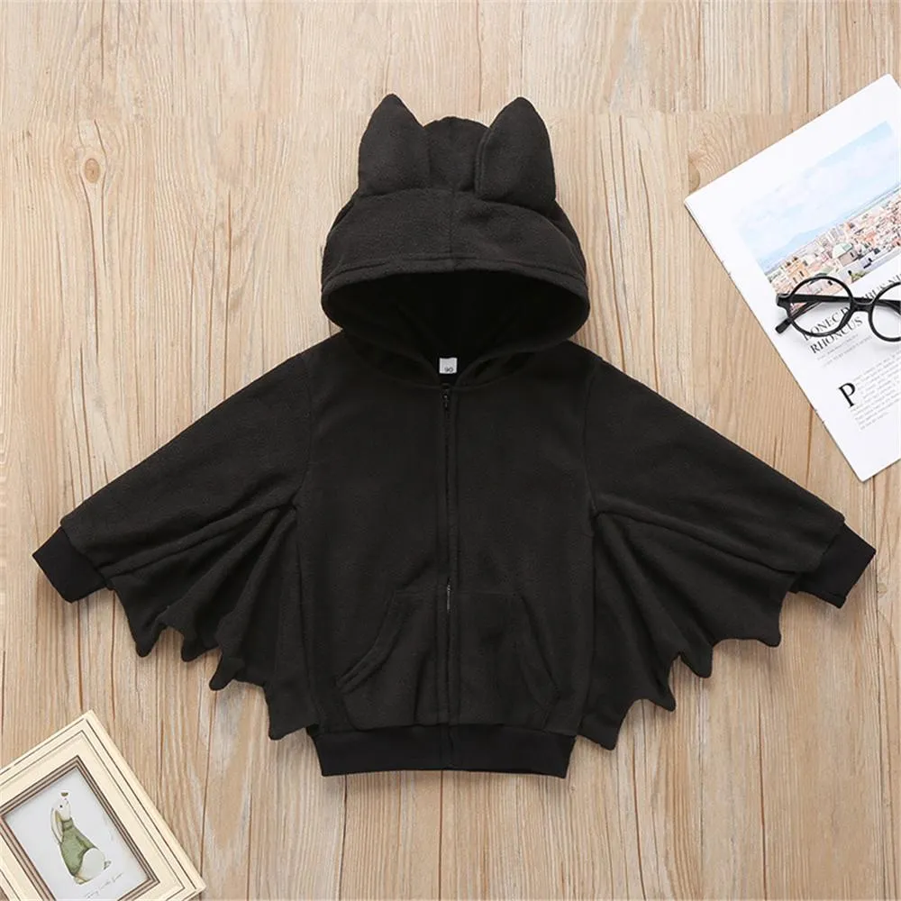 Boys Solid Long Sleeve Bat Hooded Zipper Jackets & Trousers