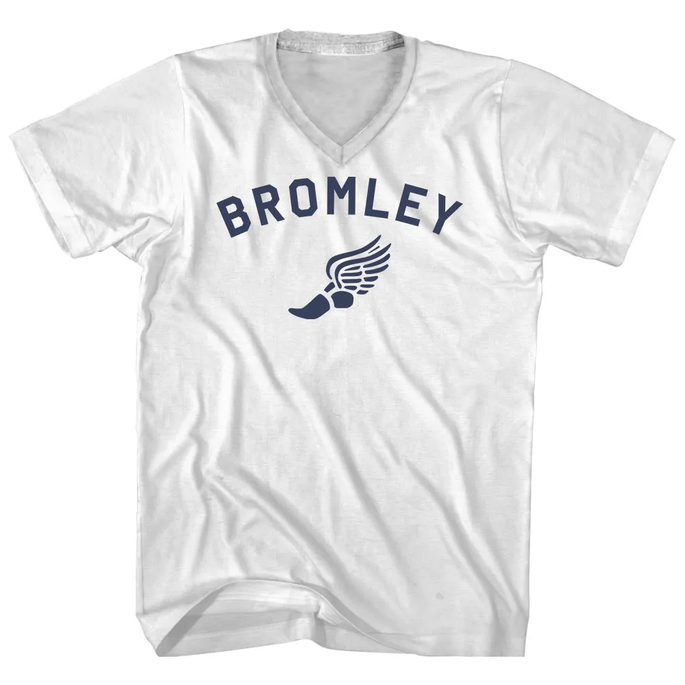 Bromley Running Track Winged Foot Adult Cotton V-neck T-shirt