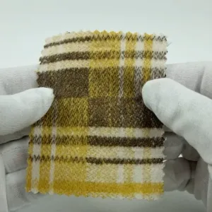 Brushed Check Polyester Wool Woven Fabric - FAB1504