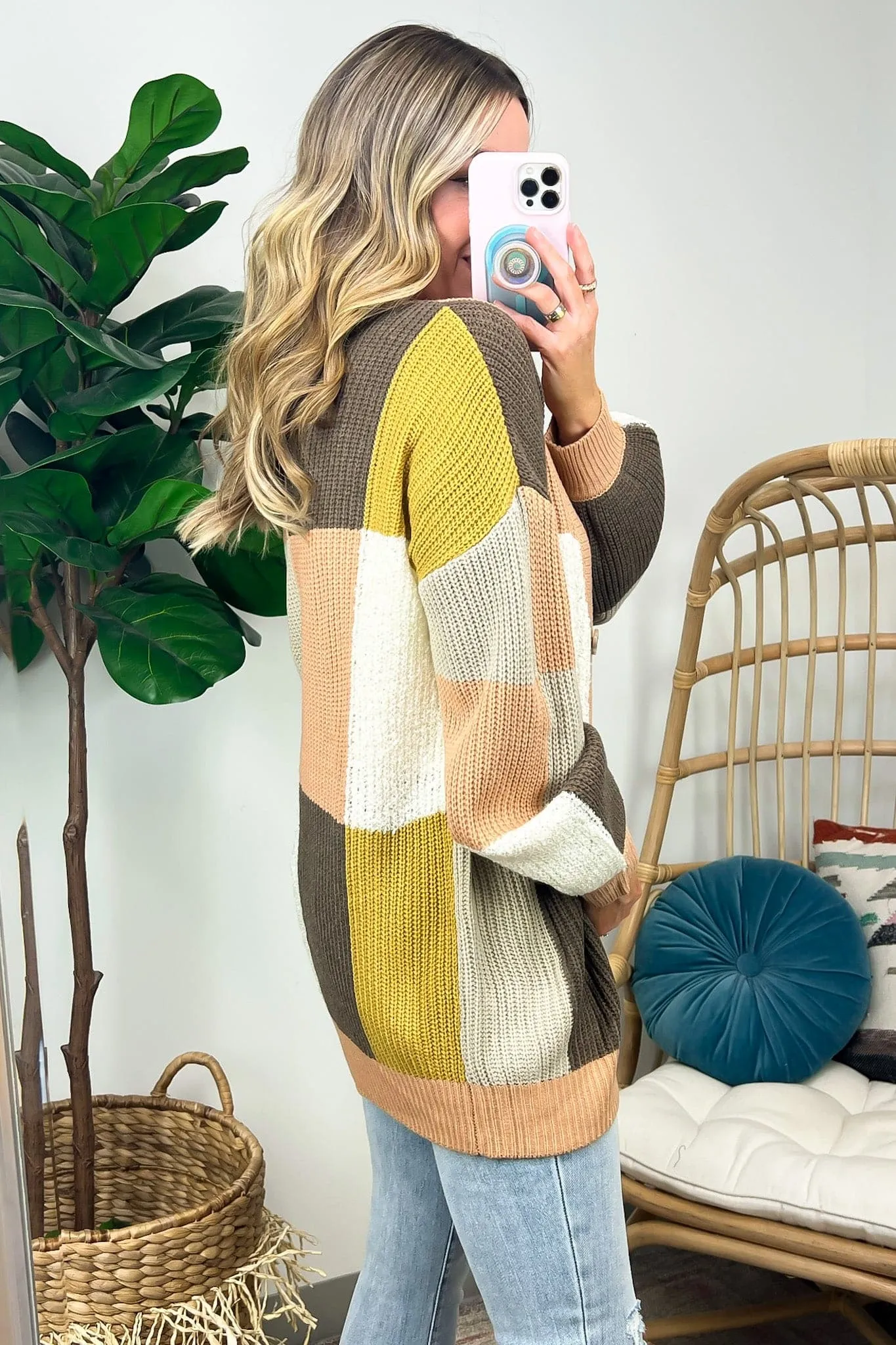Charisse Color Block Button Down Cardigan - FINAL SALE