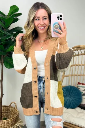Charisse Color Block Button Down Cardigan - FINAL SALE