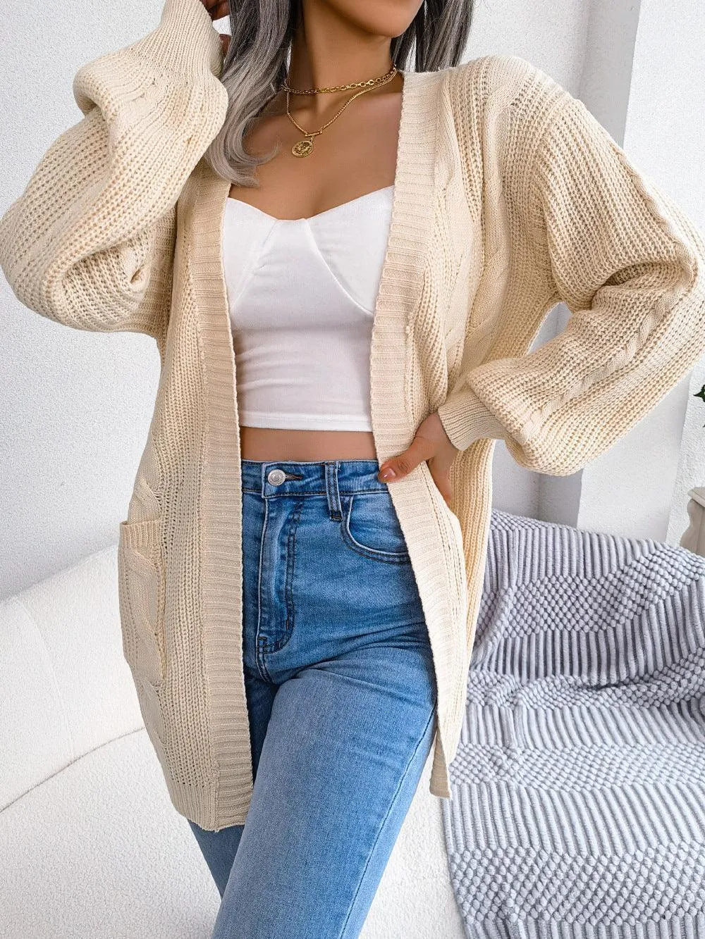 Comfy Fab Cable-Knit Cardigan
