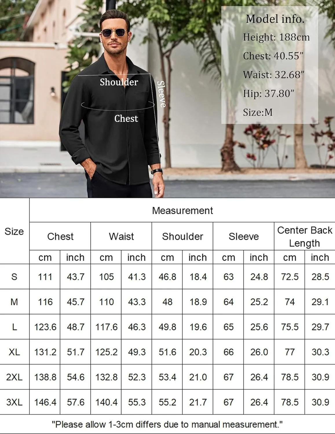 COOFANDY Mens Long Sleeve Button Down Shirts Wrinkle Free Untucked Shirts Casual Dress Shirt for Men