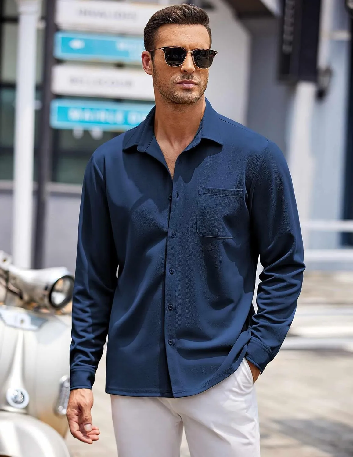 COOFANDY Mens Long Sleeve Button Down Shirts Wrinkle Free Untucked Shirts Casual Dress Shirt for Men