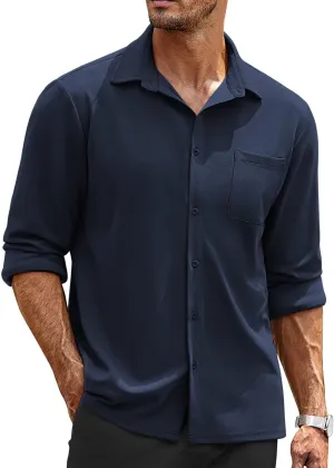 COOFANDY Mens Long Sleeve Button Down Shirts Wrinkle Free Untucked Shirts Casual Dress Shirt for Men