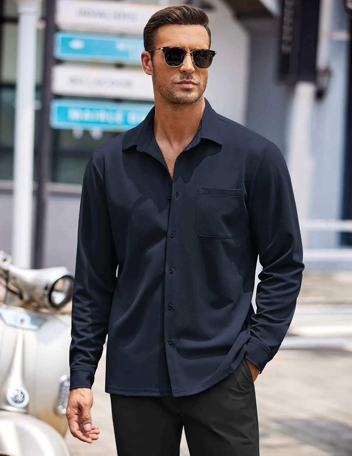 COOFANDY Mens Long Sleeve Button Down Shirts Wrinkle Free Untucked Shirts Casual Dress Shirt for Men