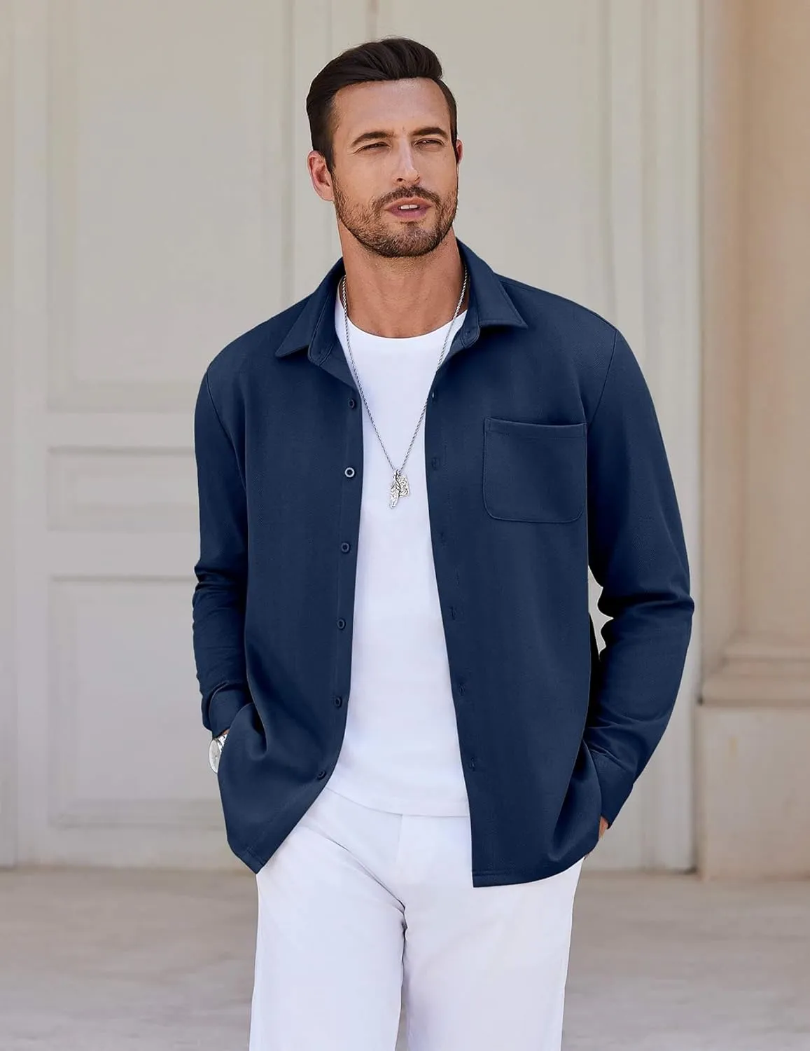 COOFANDY Mens Long Sleeve Button Down Shirts Wrinkle Free Untucked Shirts Casual Dress Shirt for Men