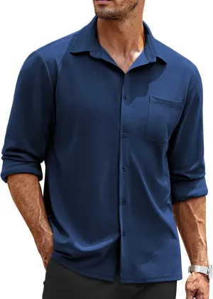 COOFANDY Mens Long Sleeve Button Down Shirts Wrinkle Free Untucked Shirts Casual Dress Shirt for Men