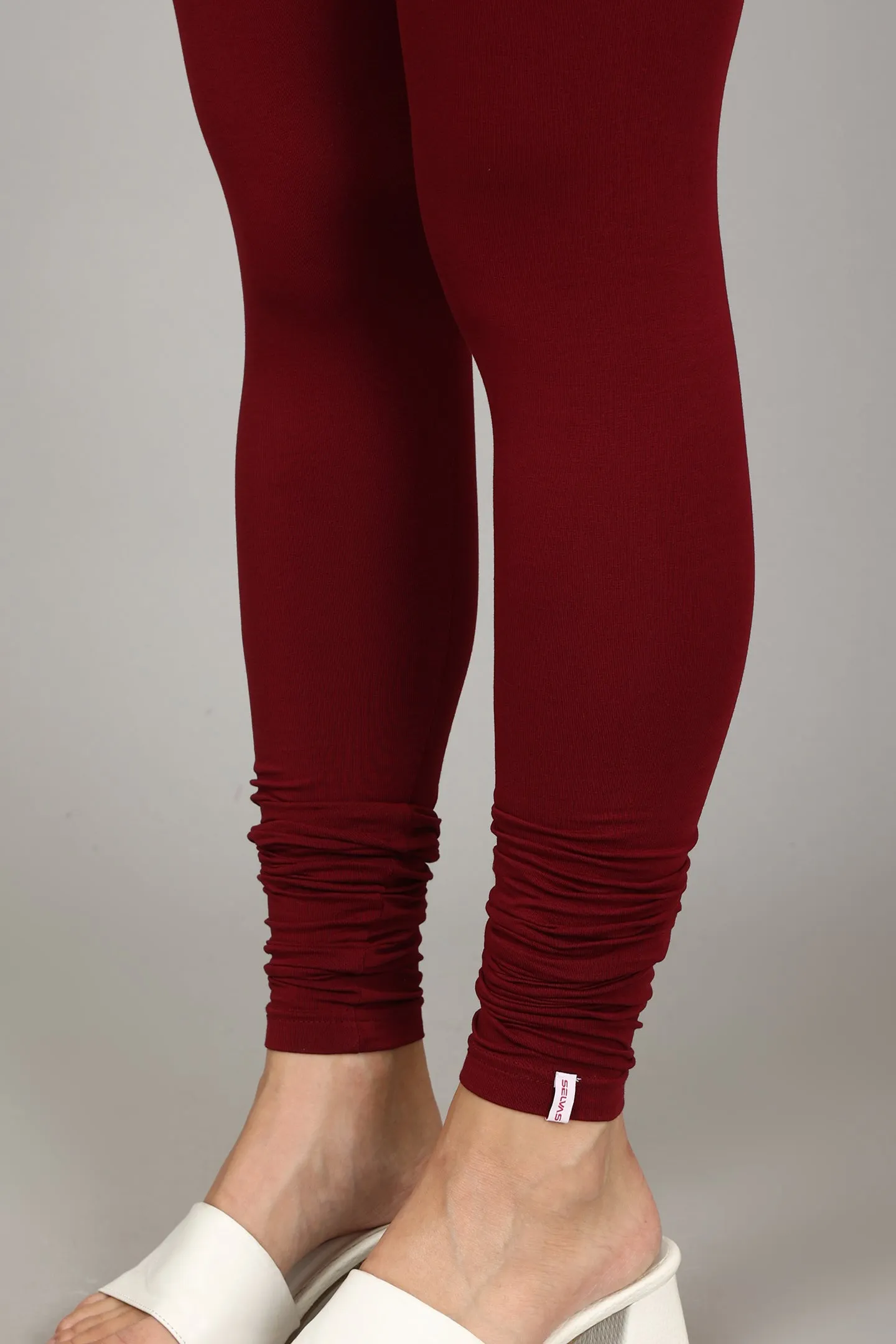 COTTON CHURIDAR LEGGINGS - MEROON