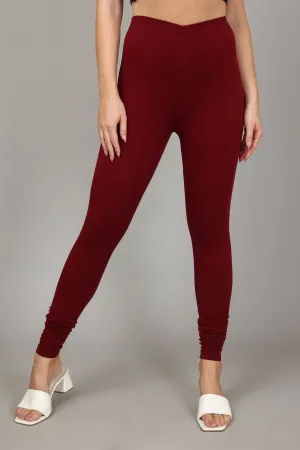 COTTON CHURIDAR LEGGINGS - MEROON