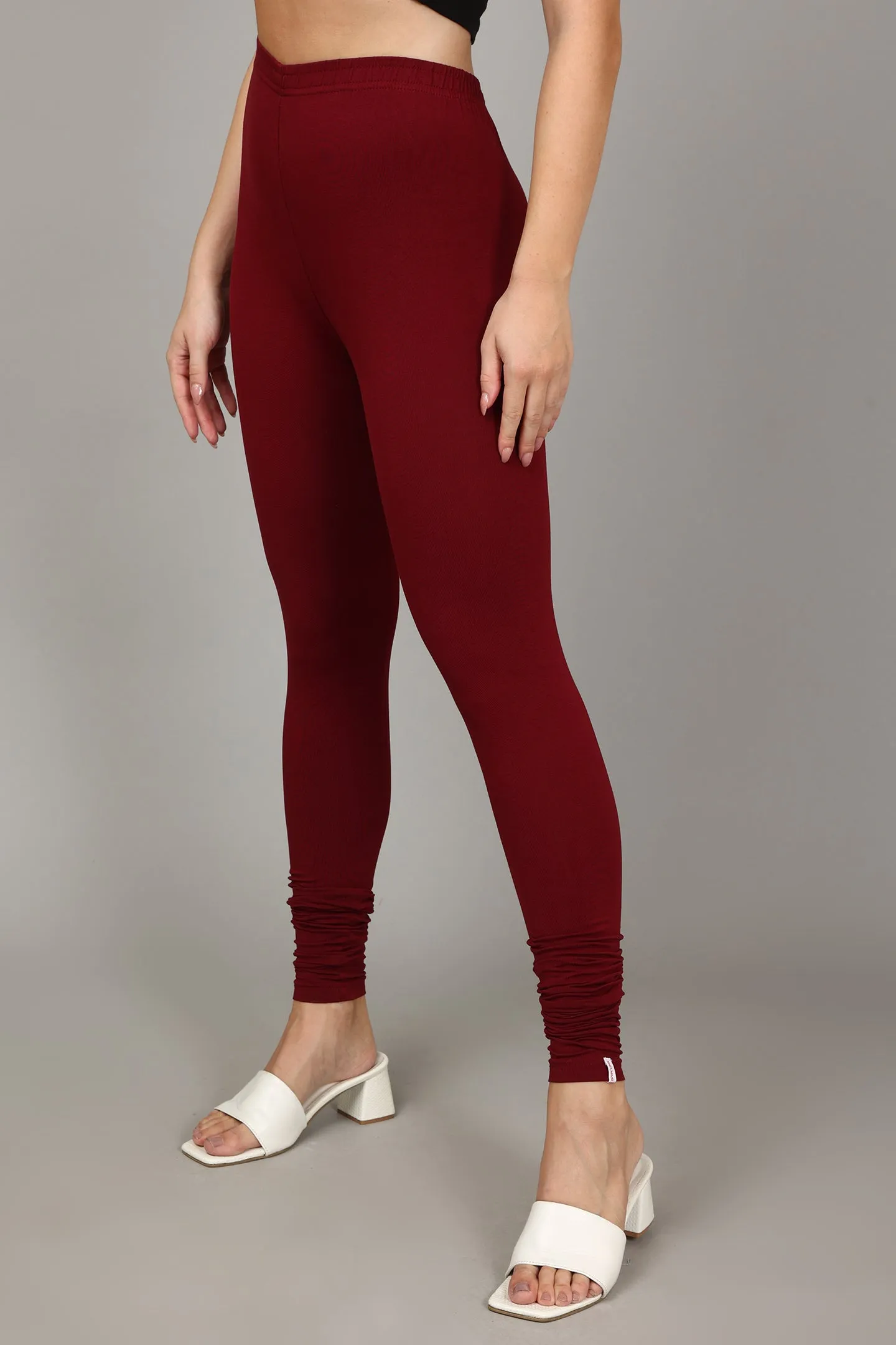COTTON CHURIDAR LEGGINGS - MEROON