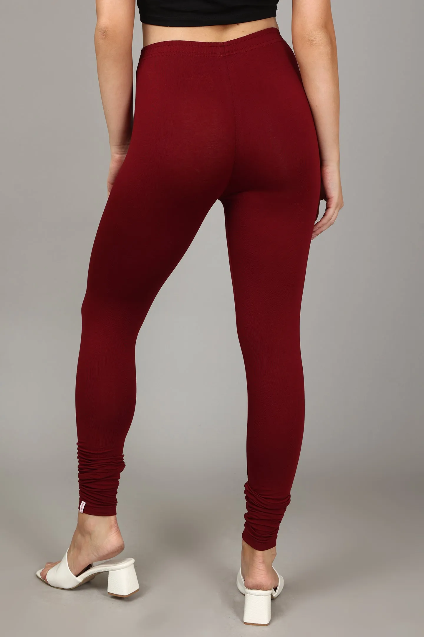 COTTON CHURIDAR LEGGINGS - MEROON