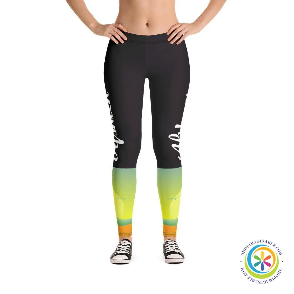 Custom Name Sunset Athleisure Leggings