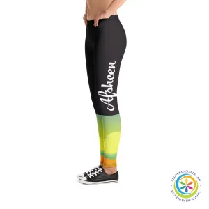 Custom Name Sunset Athleisure Leggings