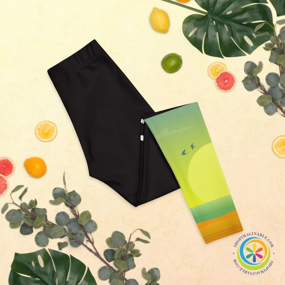 Custom Name Sunset Athleisure Leggings