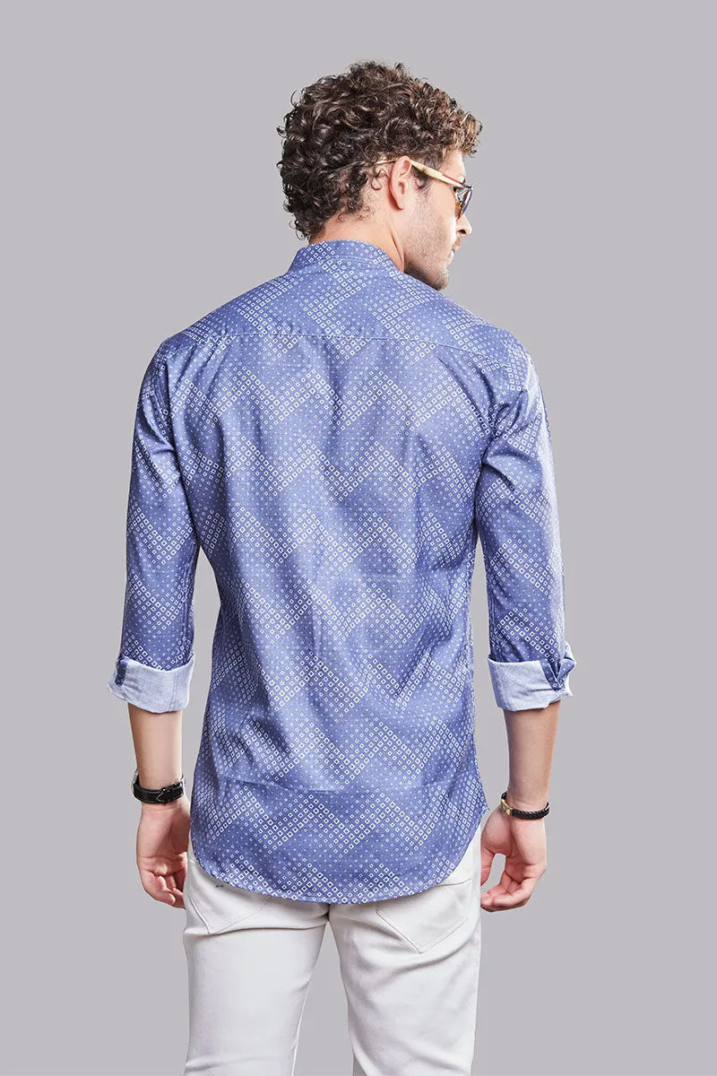 Emanuele Blue Abstract Printed Shirt