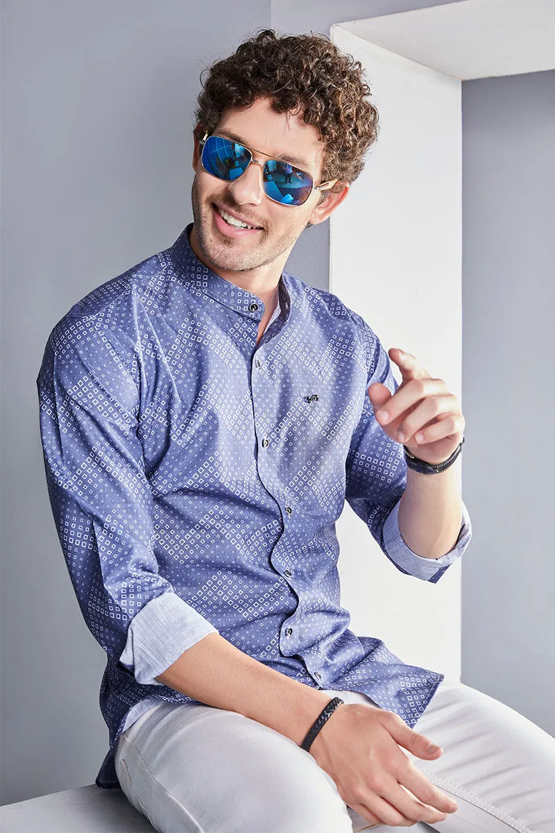 Emanuele Blue Abstract Printed Shirt