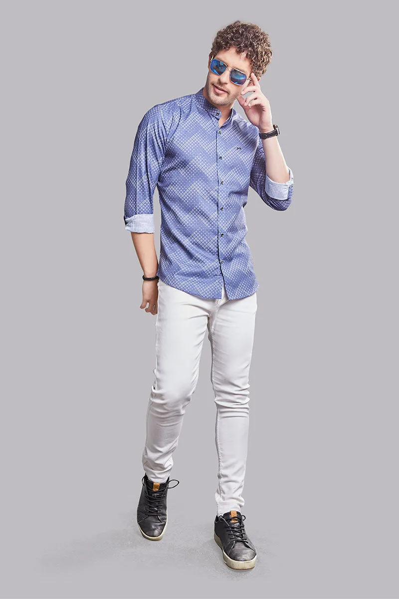 Emanuele Blue Abstract Printed Shirt