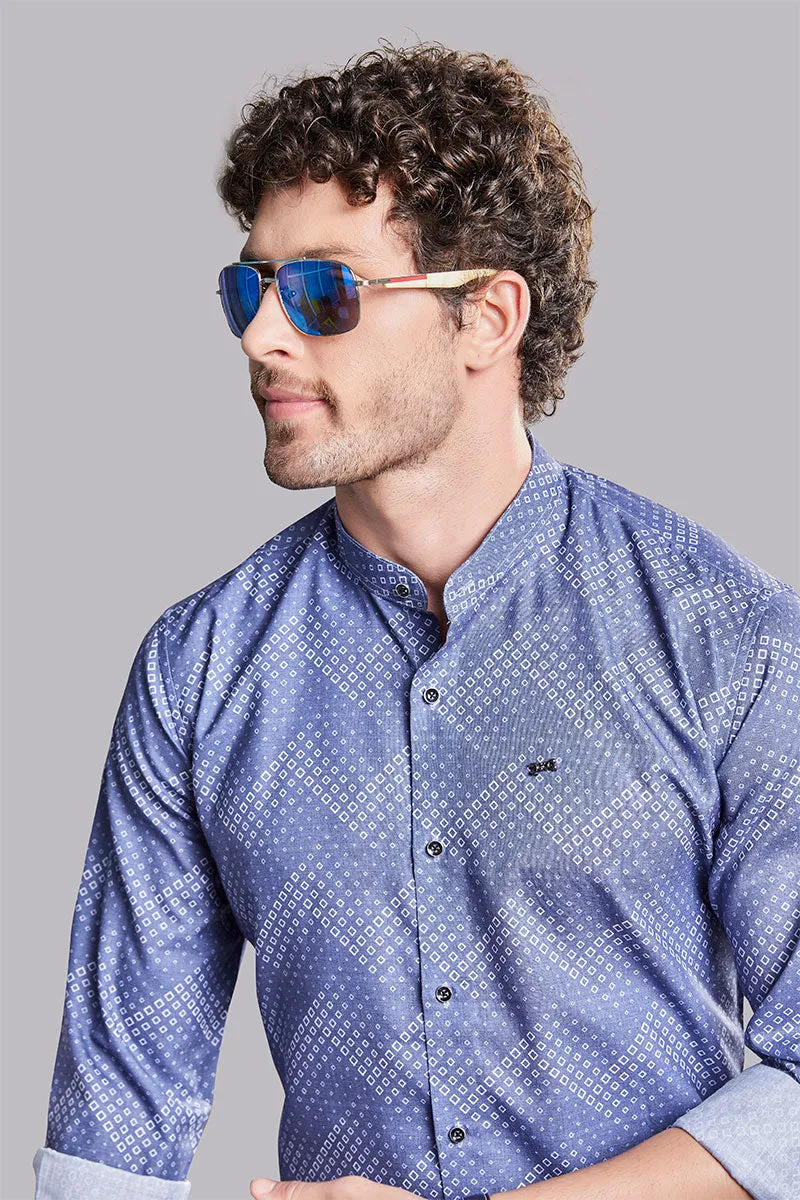Emanuele Blue Abstract Printed Shirt