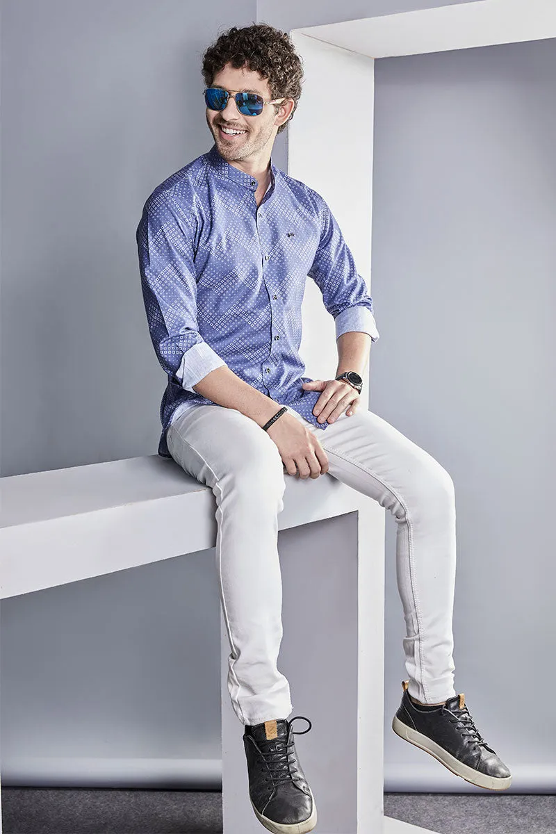 Emanuele Blue Abstract Printed Shirt